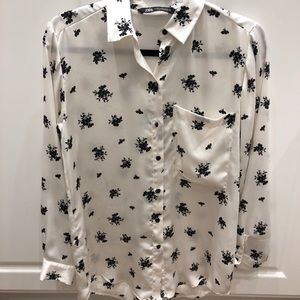 Black & white floral button up shirt from Zara